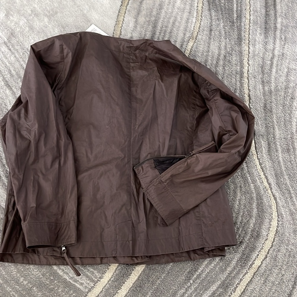 Eileen Fisher Waxed Cotton Chocolate Brown Jacket - Picture 4 of 6